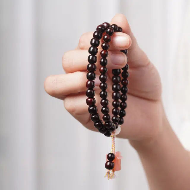 芳缘小傅 文玩佛珠小众简约国风国潮招财纳福考试上岸藏式老型桶珠转运财字 #好运 紫檀属 木作手串 女款