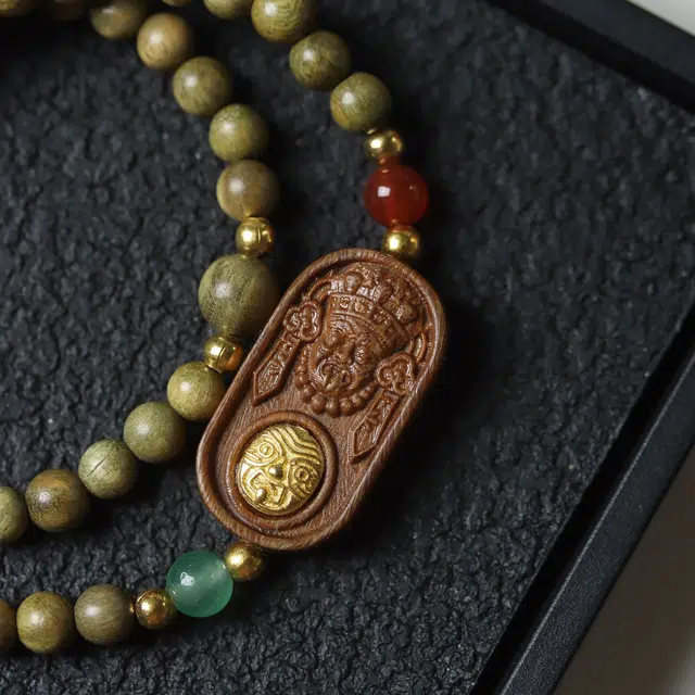 芳缘小傅 扎基拉姆招财纳福文玩佛珠小众简约国风国潮考试上岸小众转运珠双圈 #好运 绿檀 手串 男女同款情侣款