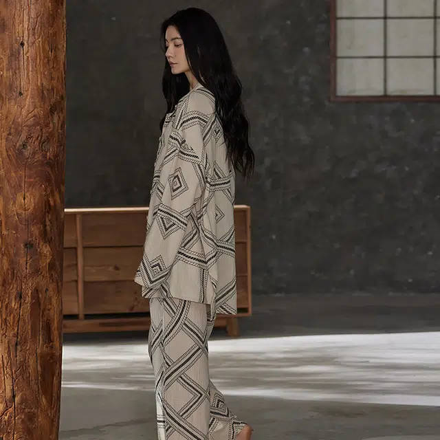 热妒 春秋款纯棉纱布婴儿棉带胸垫一体可外穿大码高级感套装睡衣礼盒 女款