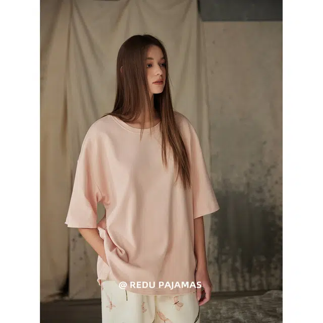 热妒 凉感可外穿短袖长裤圆领带胸垫家居服睡衣套装 女款