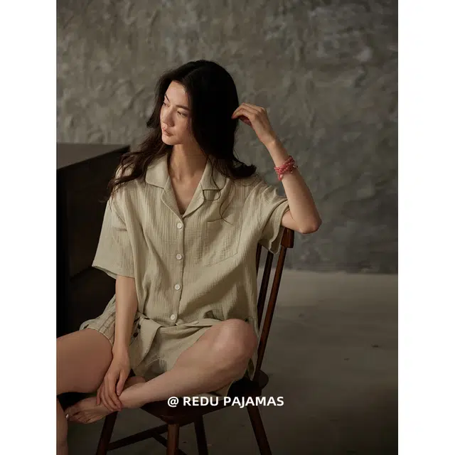 热妒 凉感卡通可爱带胸垫一体家居服可外穿睡衣套装 女款