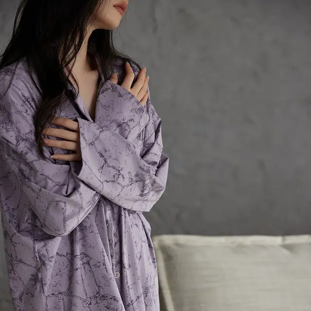 热妒 舒适【柔软棉】春秋季纯棉长袖带胸垫高级感家居服套装睡衣礼盒 女款