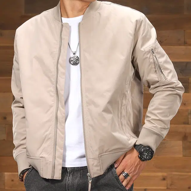 季言 外套加厚飞行员休闲潮流棒球领棉服 男款