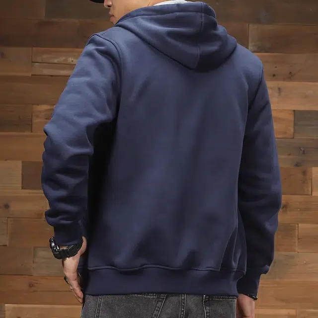 季言 纯色连帽加绒舒适保暖卫衣 男款 砖红色
