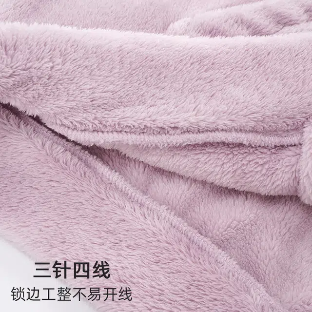 浪莎 双面贵妃绒男女款纯色睡衣冬季加绒加厚法兰绒连帽抽绳拉链 休闲舒适可外穿 家居 套装 情侣款 岩灰色浅紫色