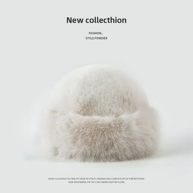 浪莎 外贸日系毛茸茸加绒保暖防寒大头围加厚显脸小 聚酯纤维 盆帽 女款