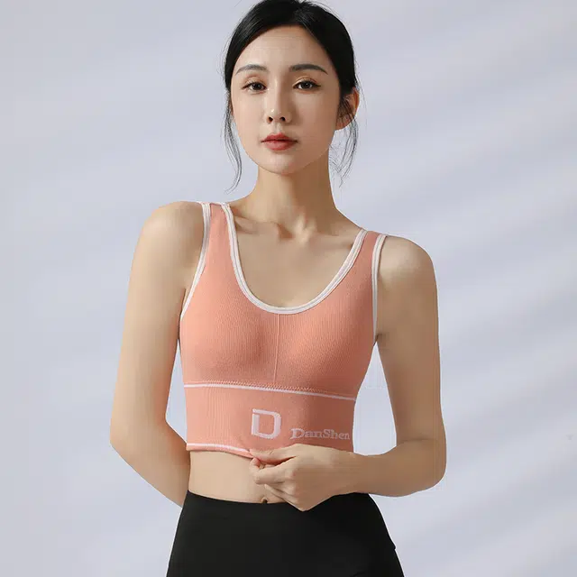 浪莎 薄款内衣无钢圈美背聚拢背心式高密弹柔面料聚拢零束缚高强度防震防下垂跑步瑜伽健身美背加宽下摆式文胸 女款