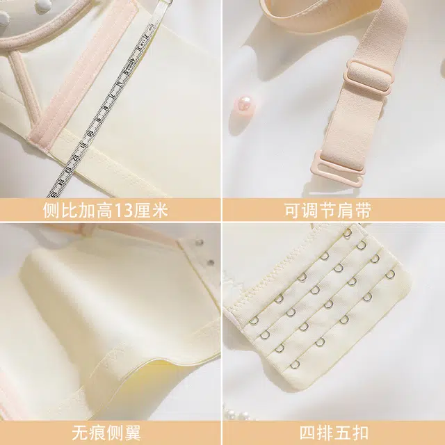 浪莎 女士内衣蕾丝装饰聚拢无钢圈无钢圈舒适透气文胸纯色不卡档三角内裤内衣裤套装 女款 红色