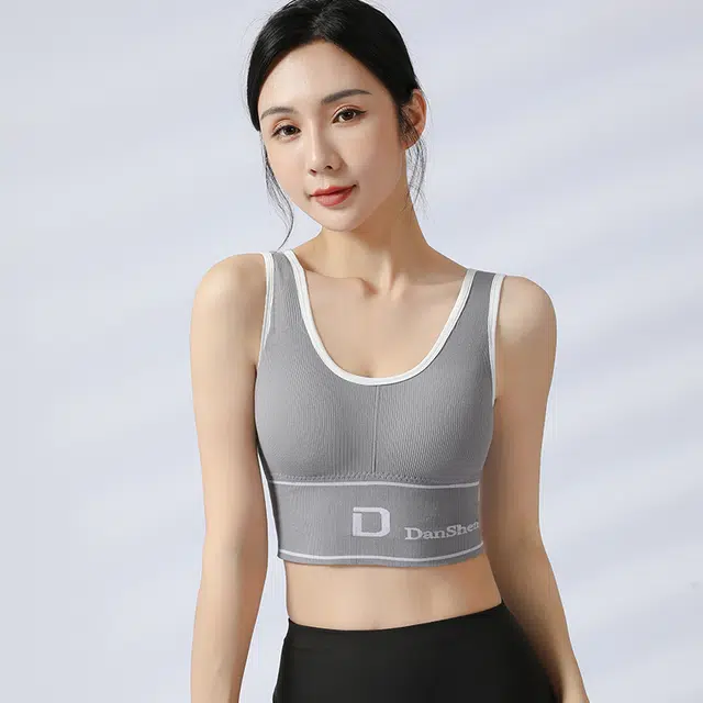 浪莎 薄款内衣无钢圈美背聚拢背心式高密弹柔面料聚拢零束缚高强度防震防下垂跑步瑜伽健身美背加宽下摆式文胸 女款