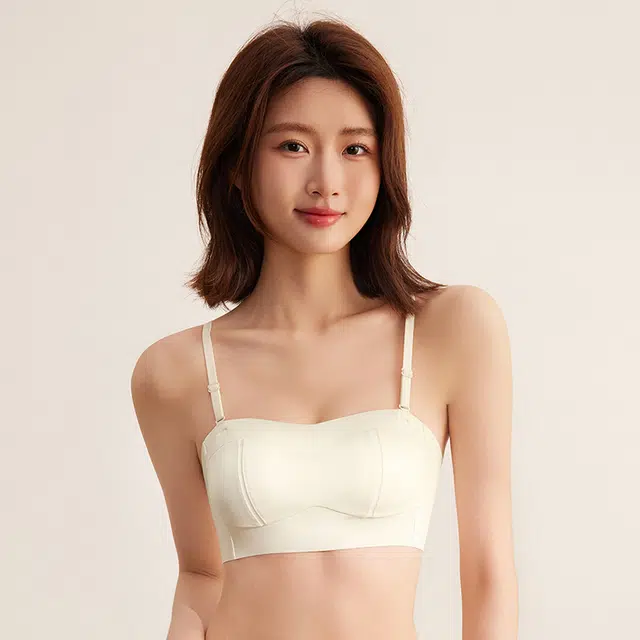 浪莎 小胸聚拢提拉裸感防位移不空杯一片式无痕美背无钢圈柔软亲肤文胸 女款 礼袋装