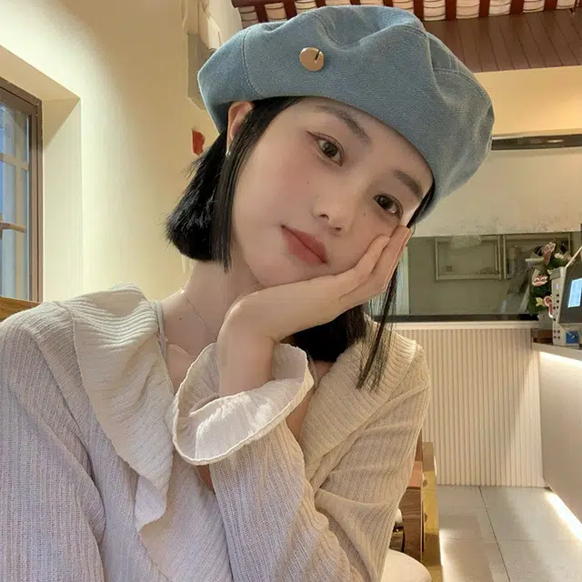 浪莎 牛仔显脸小画家大头围韩系 棉 贝雷帽 女款