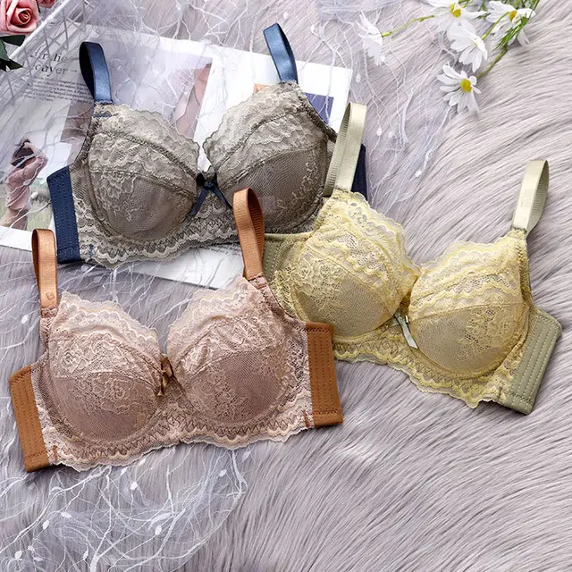 浪莎 文胸内衣女薄款大胸显小蕾丝上托调整型聚拢收副乳防下垂舒适透气文胸  女款 咖啡色