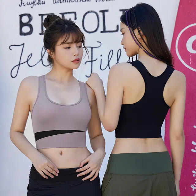 浪莎 瑜伽美背健身背心跑步减震防下垂舒适无压透气内衣可拆卸罩杯工型美背无钢圈收副乳防外扩文胸 女款