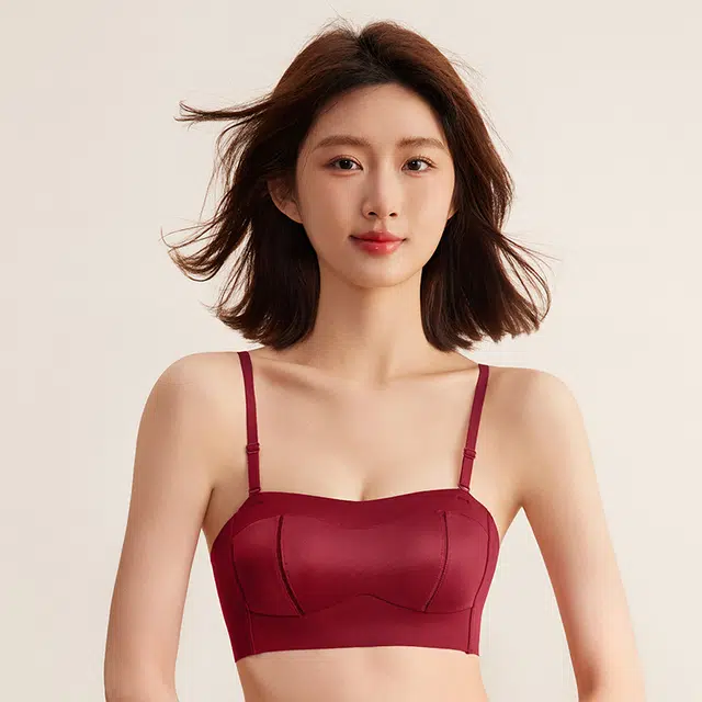 浪莎 小胸聚拢提拉裸感防位移不空杯一片式无痕美背无钢圈柔软亲肤文胸 女款 礼袋装