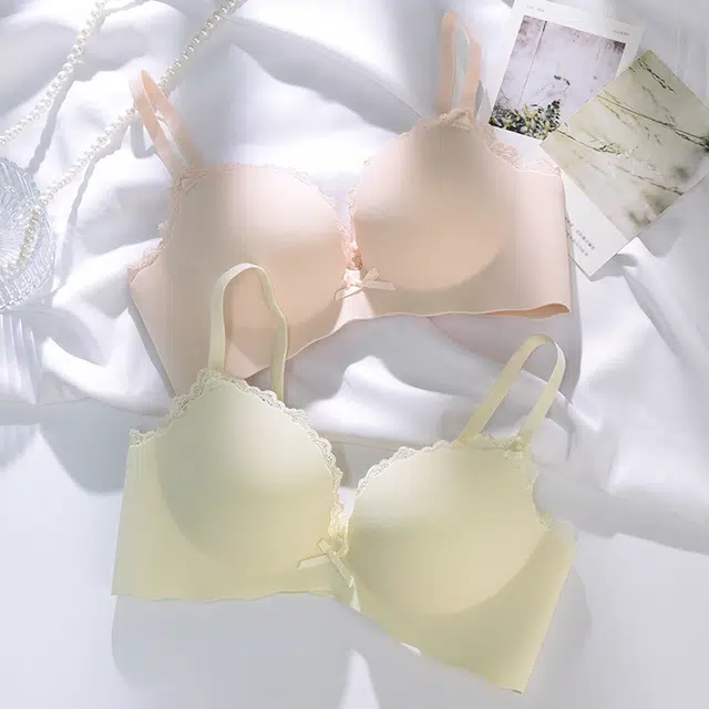 浪莎 小胸聚拢纯欲内衣性感无钢圈无痕收副乳上托防下垂少女胸罩一片式柔软舒适文胸 女款