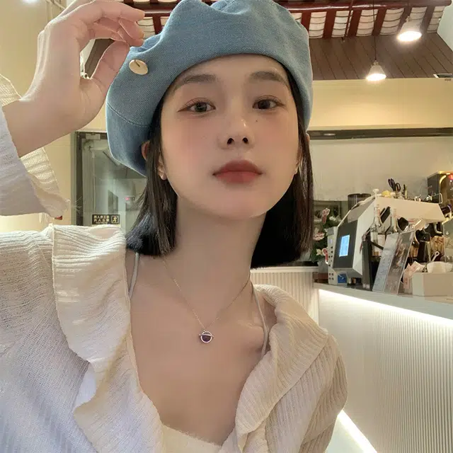 浪莎 牛仔显脸小画家大头围韩系 棉 贝雷帽 女款