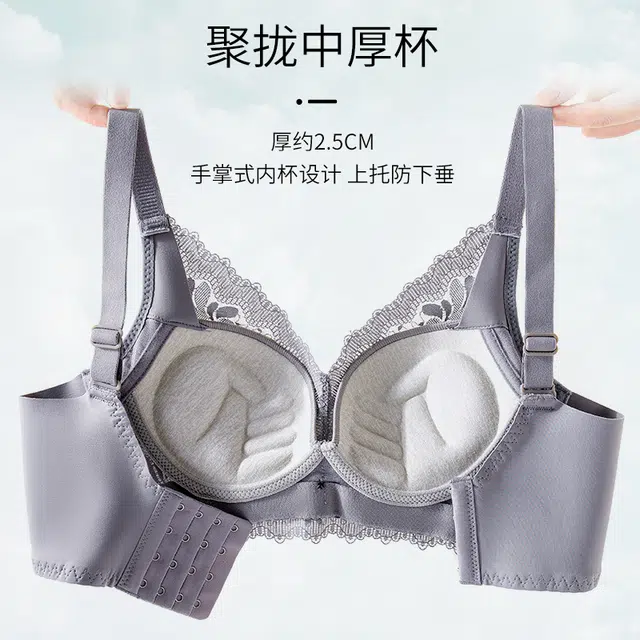 浪莎  女士纯色蕾丝聚拢收副乳防下垂无钢圈舒适透气无痕小胸显大平胸专用防下垂文胸罩杯内衣 女款