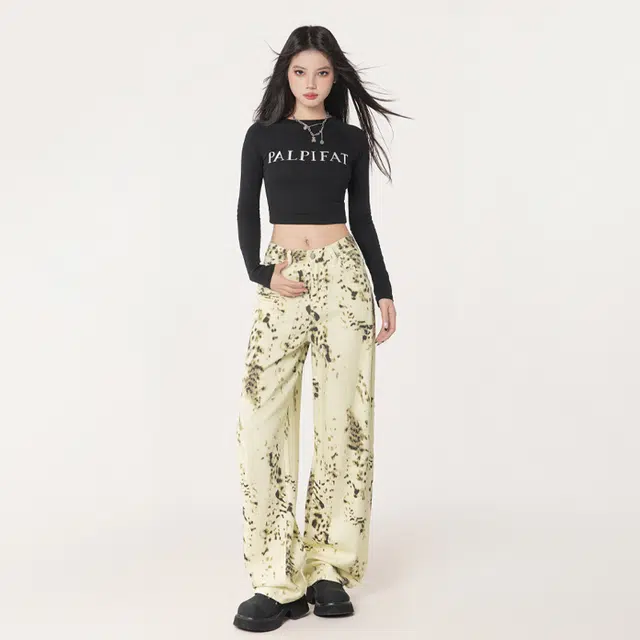 玫丝朵 简约通勤百搭阔腿休闲牛仔裤 女款