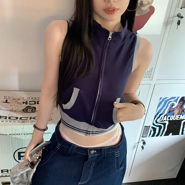 玫丝朵 甜辣百搭千禧风背心 女款 午夜蓝