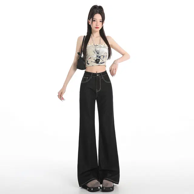 玫丝朵 时尚优雅复古气质百搭牛仔裤 女款