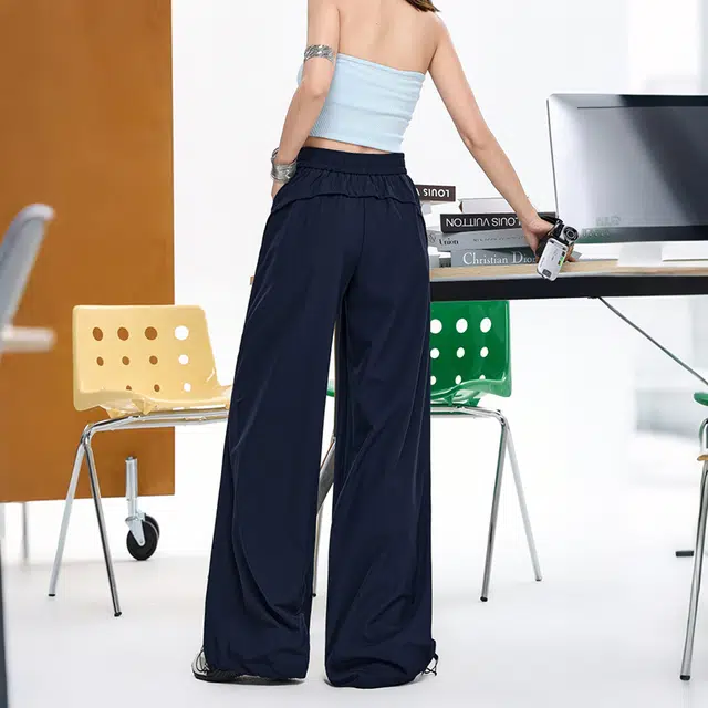 玫丝朵 美式极简风褶皱高腰速干百搭休闲裤 女款