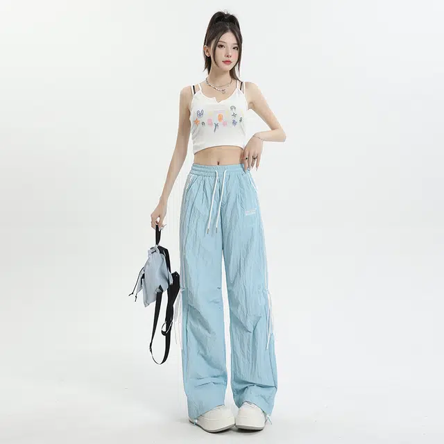 玫丝朵 美式阔腿蝴蝶结抽绳休闲裤 女款