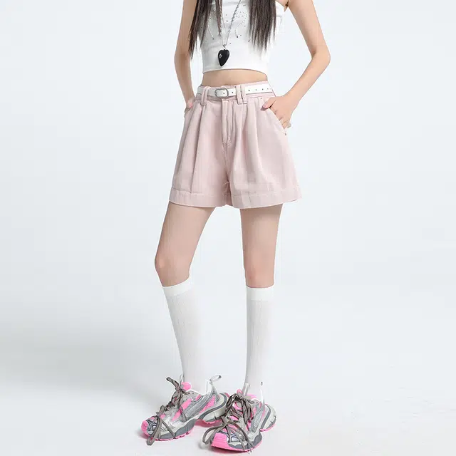 玫丝朵 美式复古时尚简约百搭休闲阔腿牛仔短裤 女款