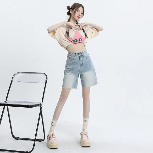 玫丝朵 简约百搭休闲舒适牛仔短裤 女款