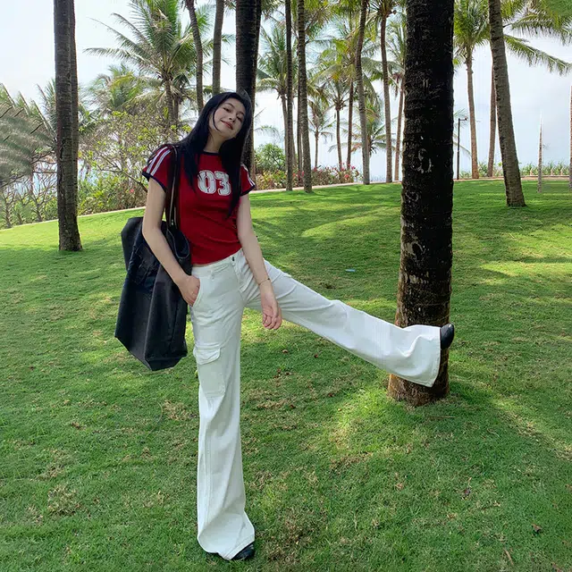 玫丝朵 休闲简约舒适百搭长裤牛仔裤 女款