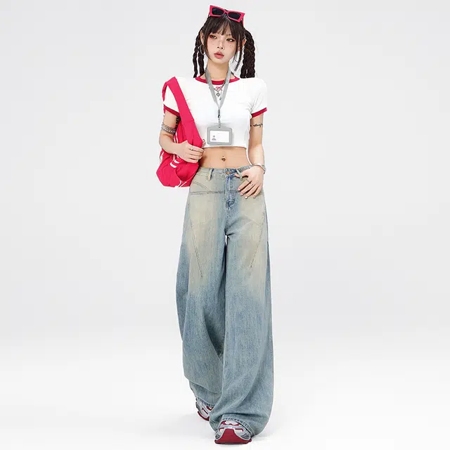 玫丝朵 通勤简约时尚休闲舒适牛仔裤 女款