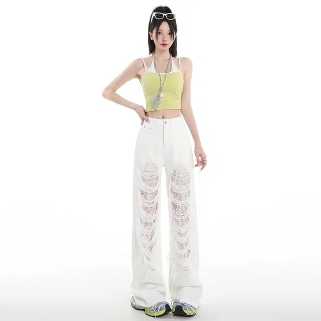 玫丝朵 时尚百搭气质简约清新牛仔裤 女款