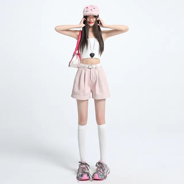 玫丝朵 美式复古时尚简约百搭休闲阔腿牛仔短裤 女款