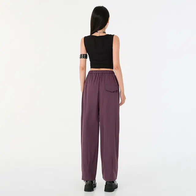 玫丝朵 美式简约风时尚轻薄高腰宽松阔腿休闲裤 女款