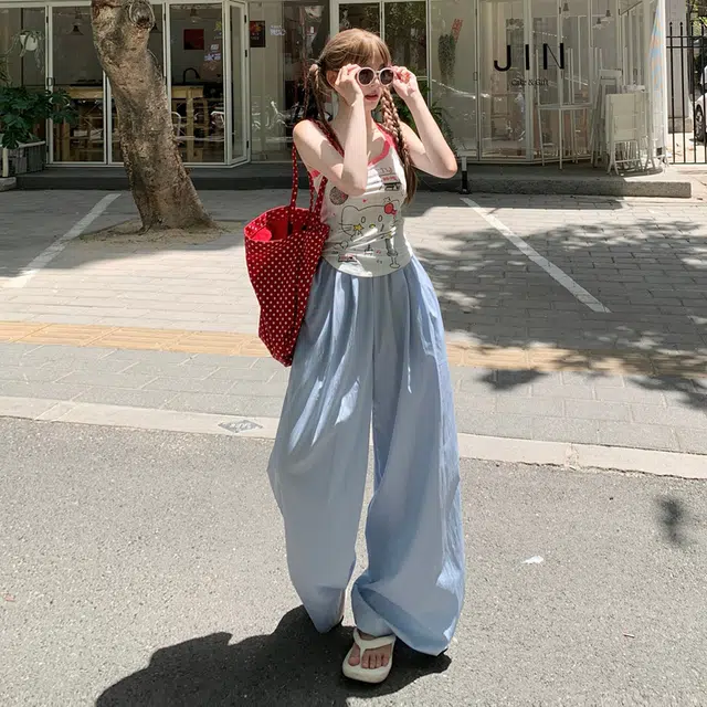 玫丝朵 阔腿宽松简约舒适纯色高腰休闲裤 女款