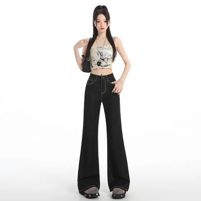 玫丝朵 时尚优雅复古气质百搭牛仔裤 女款