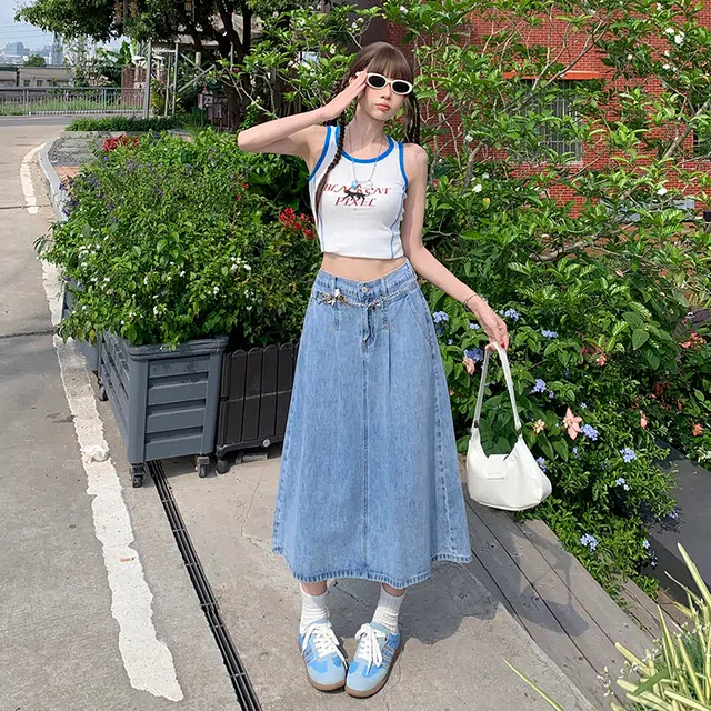 玫丝朵 高街风休闲百搭牛仔长裙 女款