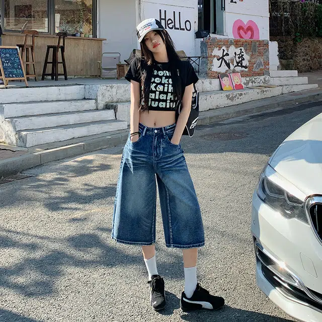 玫丝朵 百搭气质高腰牛仔短裤 女款