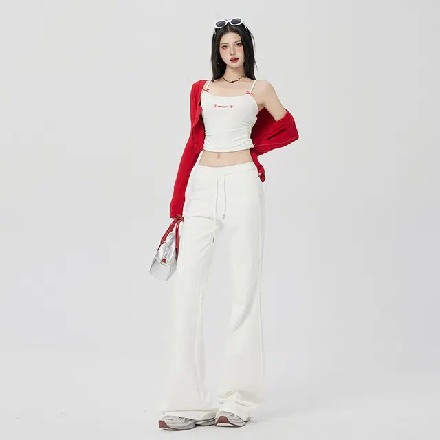 玫丝朵 韩系舒适柔软卫裤修身显瘦微喇休闲裤 女款