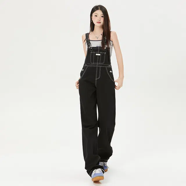 玫丝朵 学院风极简少女感百搭背带裤 女款