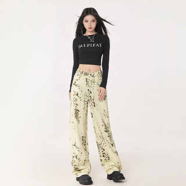 玫丝朵 简约通勤百搭阔腿休闲牛仔裤 女款