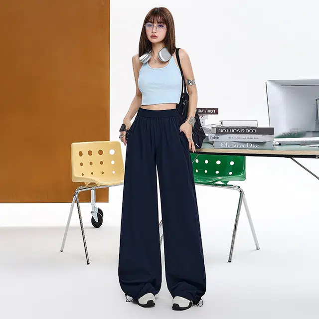 玫丝朵 美式极简风褶皱高腰速干百搭休闲裤 女款