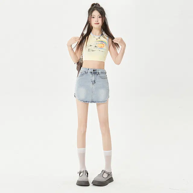 玫丝朵 简约百搭时尚牛仔短裙 女款
