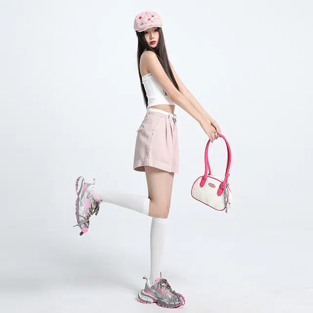 玫丝朵 美式复古时尚简约百搭休闲阔腿牛仔短裤 女款