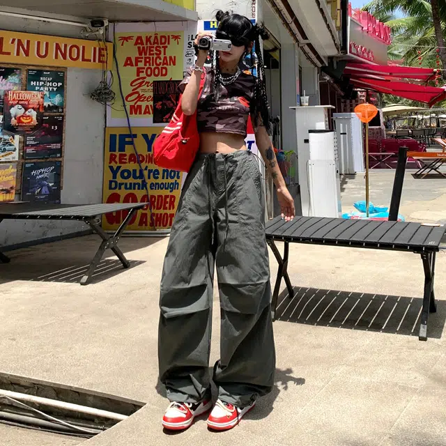 玫丝朵 美式伞兵裤女速干登山裤户外防晒拖地 休闲裤 女款
