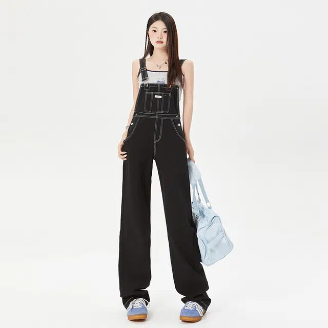 玫丝朵 学院风极简少女感百搭背带裤 女款