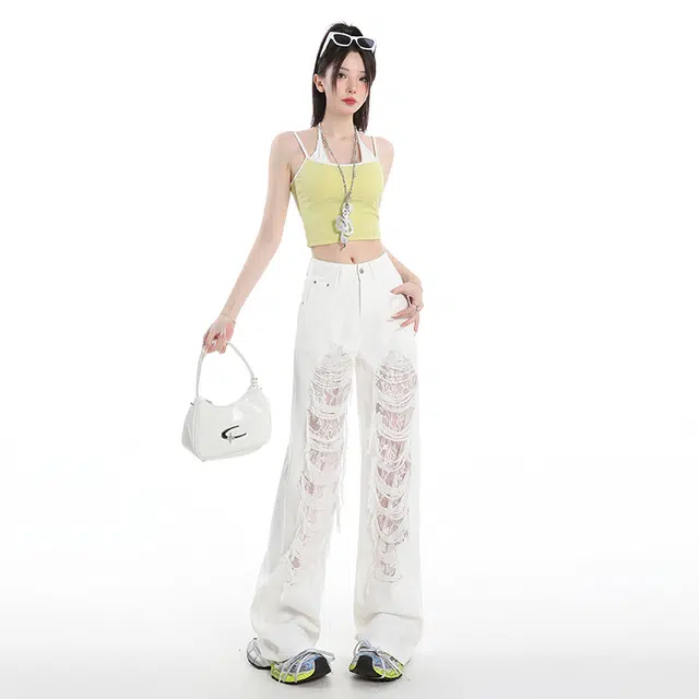 玫丝朵 时尚百搭气质简约清新牛仔裤 女款