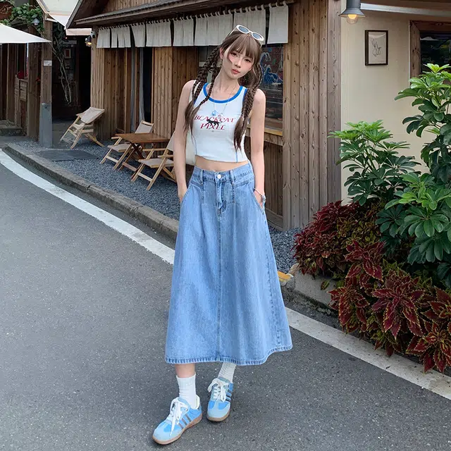 玫丝朵 高街风休闲百搭牛仔长裙 女款