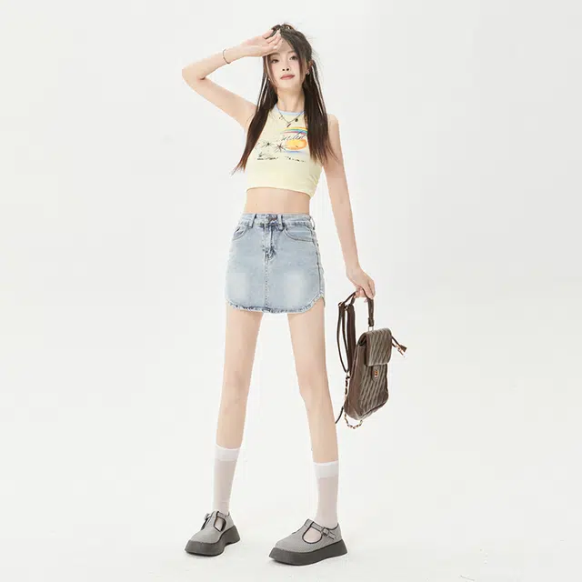 玫丝朵 简约百搭时尚牛仔短裙 女款