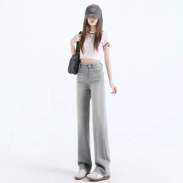 玫丝朵 优雅百搭清新简约纯色舒适 牛仔裤 女款