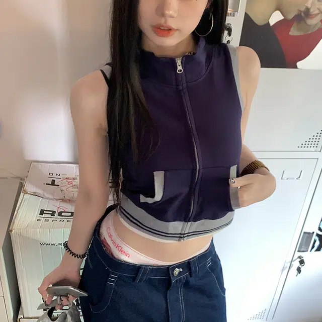 玫丝朵 甜辣百搭千禧风背心 女款 午夜蓝